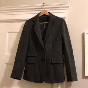 J. Crew Grey Herringbone Wool Blazer 6